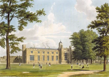 Udsigt over rugbyskolens sydlige skoler og sovesale fra legepladsen, fra 